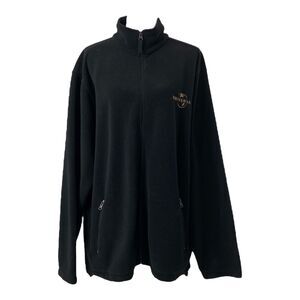 Universal Orlando Mens XL Fleece Jacket Black Full Zip Embroidered Pockets